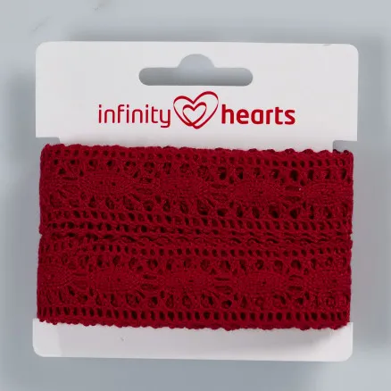 Infinity Hearts Koronka Poliestrowa 25mm 10 Ciemnoczerwona - 5m