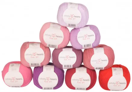 Infinity Hearts Rose 8/4 Zestaw włóczek 22 Odcienie różu i czerwieni - 10 sztuk - Odcienie różu i czerwieni