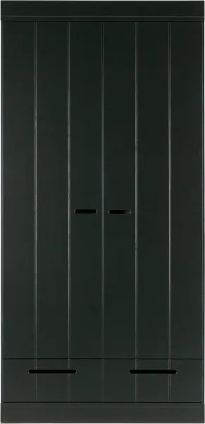 Connect, Szafa, 2 drzwi i 2 szuflady, czarna, W195x53x94 cm, sosna