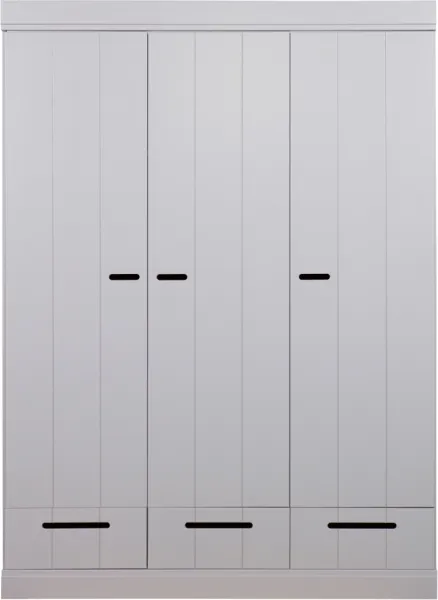 Connect, Szafa, 3 drzwi i 3 szuflady, szara, W195xG53xS140 cm, sosna